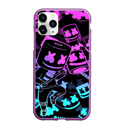 Чехол iPhone 11 Pro матовый Marshmello neon pattern