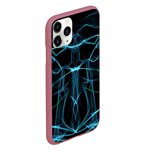 Чехол iPhone 11 Pro матовый Мягкие абстрактные симметричные линии / 3D-Малиновый – фото 2