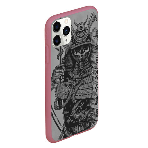 Чехол iPhone 11 Pro матовый Demonic samurai / 3D-Малиновый – фото 2