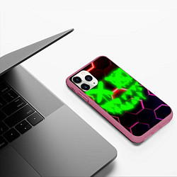 Чехол iPhone 11 Pro матовый Монстр из неона, цвет: 3D-малиновый — фото 2