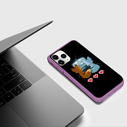 Чехол iPhone 11 Pro матовый Лисья геймерская любовь, цвет: 3D-фиолетовый — фото 2
