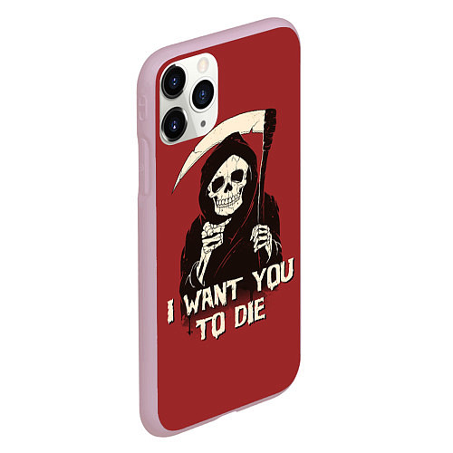 Чехол iPhone 11 Pro матовый I want you to die / 3D-Розовый – фото 2