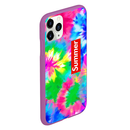 Чехол iPhone 11 Pro матовый Color abstraction - summer / 3D-Фиолетовый – фото 2