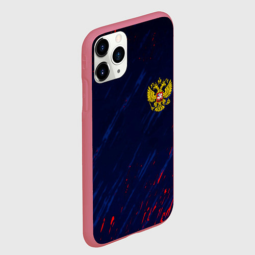 Чехол iPhone 11 Pro матовый Россия краски текстура / 3D-Малиновый – фото 2