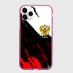 Чехол iPhone 11 Pro матовый Россия краски абстракция, цвет: 3D-малиновый