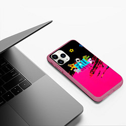 Чехол iPhone 11 Pro матовый Fall Guys kids color, цвет: 3D-малиновый — фото 2