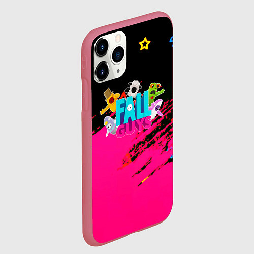 Чехол iPhone 11 Pro матовый Fall Guys kids color / 3D-Малиновый – фото 2