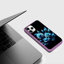 Чехол iPhone 11 Pro матовый Розы в голубом огне, цвет: 3D-фиолетовый — фото 2