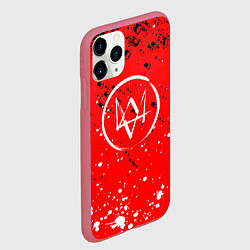Чехол iPhone 11 Pro матовый Watch Dogs брызги красок, цвет: 3D-малиновый — фото 2