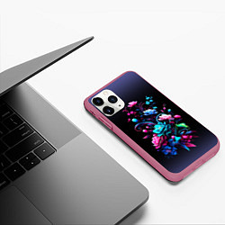 Чехол iPhone 11 Pro матовый Цветы - нейросеть, цвет: 3D-малиновый — фото 2