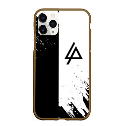 Чехол iPhone 11 Pro матовый Linkin park краски чёрнобелый, цвет: 3D-коричневый