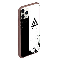 Чехол iPhone 11 Pro матовый Linkin park краски чёрнобелый, цвет: 3D-коричневый — фото 2