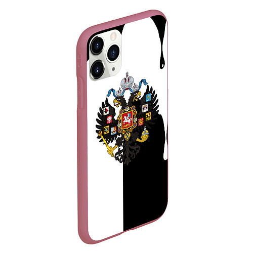 Чехол iPhone 11 Pro матовый Герб РФ краски имперский / 3D-Малиновый – фото 2