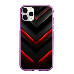 Чехол iPhone 11 Pro матовый Красное свечение на черном, цвет: 3D-фиолетовый