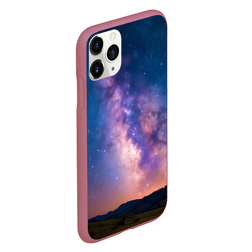 Чехол iPhone 11 Pro матовый Млечный путь ночью / 3D-Малиновый – фото 2