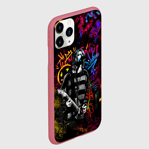 Чехол iPhone 11 Pro матовый Nirvana краски звука / 3D-Малиновый – фото 2