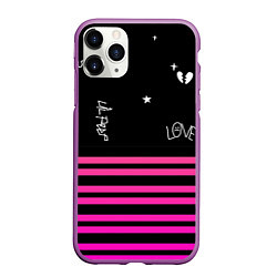 Чехол iPhone 11 Pro матовый Lil Peep розовые полосы, цвет: 3D-фиолетовый