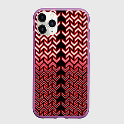 Чехол iPhone 11 Pro матовый Красные стрелки на чёрном фоне киберпанк, цвет: 3D-фиолетовый