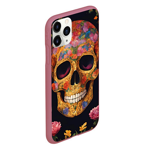 Чехол iPhone 11 Pro матовый Bright colors and skull / 3D-Малиновый – фото 2