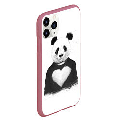 Чехол iPhone 11 Pro матовый Love panda, цвет: 3D-малиновый — фото 2