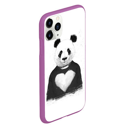 Чехол iPhone 11 Pro матовый Love panda / 3D-Фиолетовый – фото 2