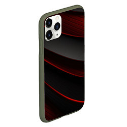 Чехол iPhone 11 Pro матовый Красная абстракция с черными линиями, цвет: 3D-темно-зеленый — фото 2