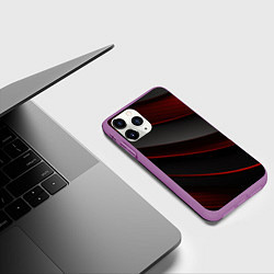 Чехол iPhone 11 Pro матовый Красная абстракция с черными линиями, цвет: 3D-фиолетовый — фото 2