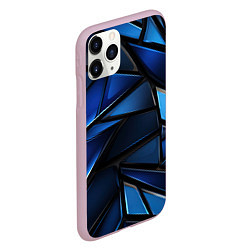 Чехол iPhone 11 Pro матовый Синие объемные геометрические объекты, цвет: 3D-розовый — фото 2