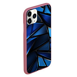 Чехол iPhone 11 Pro матовый Синие объемные геометрические объекты, цвет: 3D-малиновый — фото 2