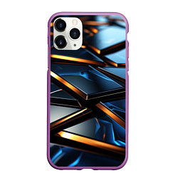 Чехол iPhone 11 Pro матовый Объемные блестящие плиты, цвет: 3D-фиолетовый
