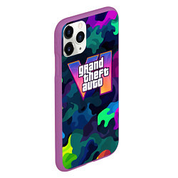 Чехол iPhone 11 Pro матовый Gta logo bright, цвет: 3D-фиолетовый — фото 2