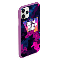 Чехол iPhone 11 Pro матовый Gta лого синий и фиолетовый камуфляж, цвет: 3D-фиолетовый — фото 2