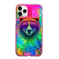 Чехол iPhone 11 Pro матовый Цветной медведь
