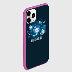Чехол iPhone 11 Pro матовый Аксолотли астронавты, цвет: 3D-фиолетовый — фото 2