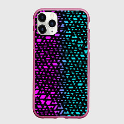 Чехол iPhone 11 Pro матовый Геометрические фигуры розовые и синие, цвет: 3D-малиновый