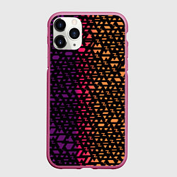 Чехол iPhone 11 Pro матовый Геометрические фигуры жёлтые и фиолетовые, цвет: 3D-малиновый