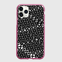 Чехол iPhone 11 Pro матовый Геометрические фигуры белые, цвет: 3D-малиновый