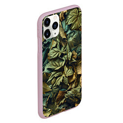 Чехол iPhone 11 Pro матовый Реалистичный камуфляж из листьев, цвет: 3D-розовый — фото 2
