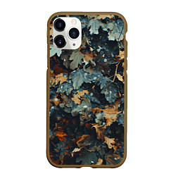 Чехол iPhone 11 Pro матовый Реалистичный камуфляж из сухих листьев