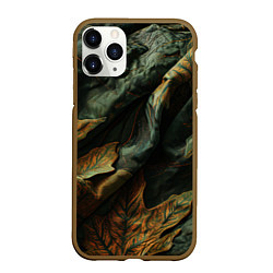 Чехол iPhone 11 Pro матовый Реалистичный охотничий камуфляж из ткани и листьев