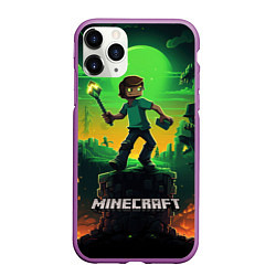 Чехол iPhone 11 Pro матовый Персонаж в мире Minecraft