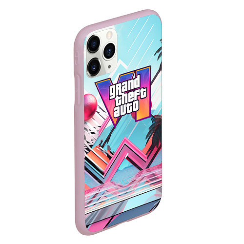 Чехол iPhone 11 Pro матовый Gta 6 логотип в стиле vice city / 3D-Розовый – фото 2