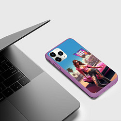 Чехол iPhone 11 Pro матовый GTA 6 girl logo, цвет: 3D-фиолетовый — фото 2
