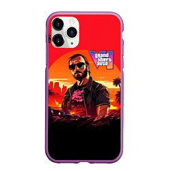 Чехол iPhone 11 Pro матовый GTA 6 logo персонаж