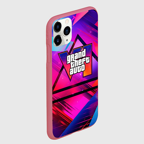 Чехол iPhone 11 Pro матовый GTA 6 logo абстракция / 3D-Малиновый – фото 2