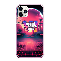 Чехол iPhone 11 Pro матовый GTA 6 logo retro night