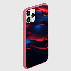 Чехол iPhone 11 Pro матовый Красно-синие полосы, цвет: 3D-малиновый — фото 2
