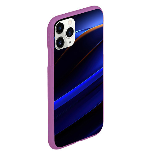 Чехол iPhone 11 Pro матовый Синее свечение на абстрактном фоне / 3D-Фиолетовый – фото 2