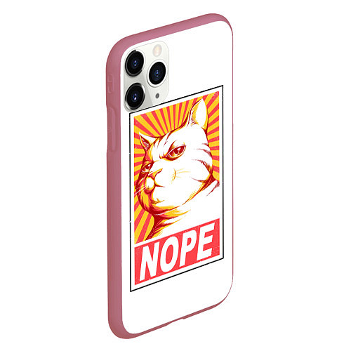 Чехол iPhone 11 Pro матовый Nope - cat / 3D-Малиновый – фото 2