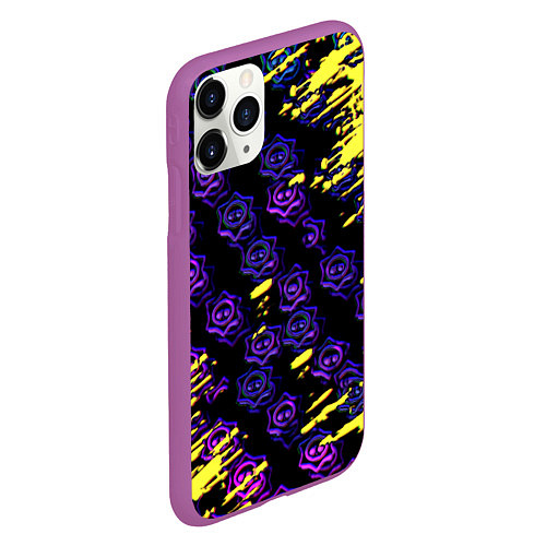 Чехол iPhone 11 Pro матовый Brawl stars neon mobile / 3D-Фиолетовый – фото 2